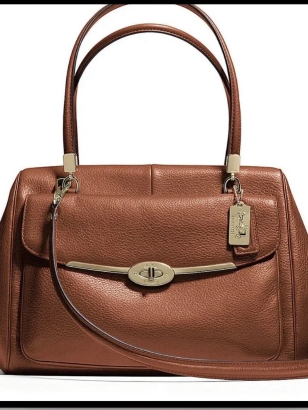 Coach Brown Leather Turnlock Satchel
